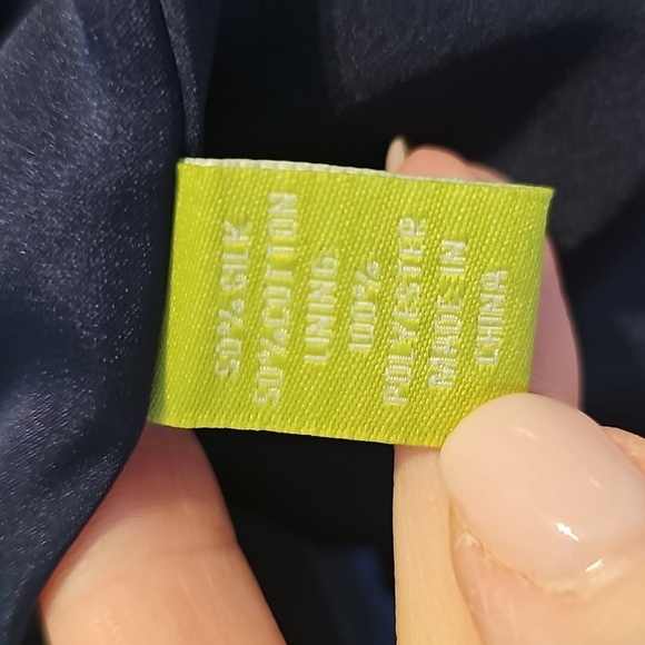 Elizabeth McKay Navy Green Patterned Silk Preppy Skirt Sz 10 WSK133 - Picture 8 of 8